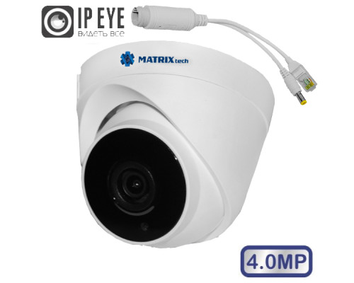 Купольная IP-камера MATRIXtech MT-DP4.0IP20G-M + микрофон + PoE сплиттер (2,8mm)
