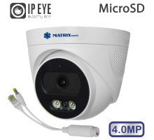 Купольная IP-камера MATRIXtech MT-DP4.0IP20G-M SD PoE сплиттер (2.8) + микрофон