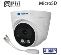 Купольная IP-камера MATRIXtech MT-DP4.0IP20G-M SD PoE сплиттер (2.8) + микрофон
