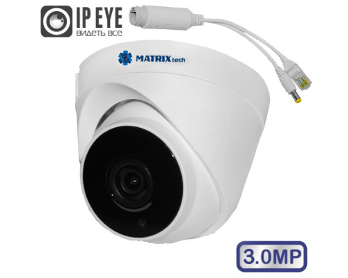Купольная IP-камера MATRIXtech MT-DP3.0IP20MG + PoE сплиттер (2,8mm)