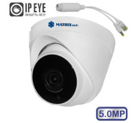 Купольная IP-камера MATRIXtech MT-DP5.0IP20SG PoE сплиттер audio (2,8mm)